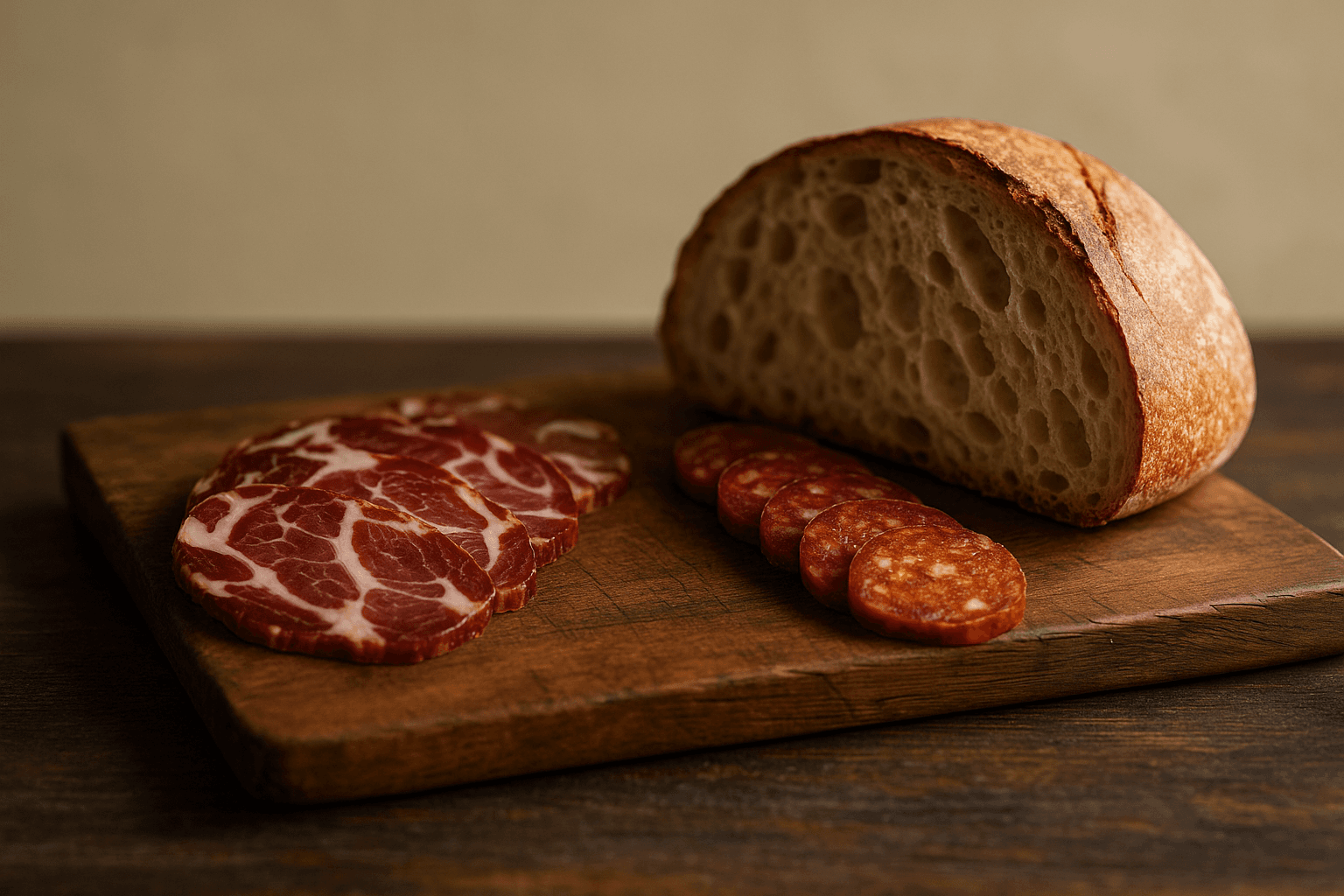 Picada artesanal sobre tabla de madera